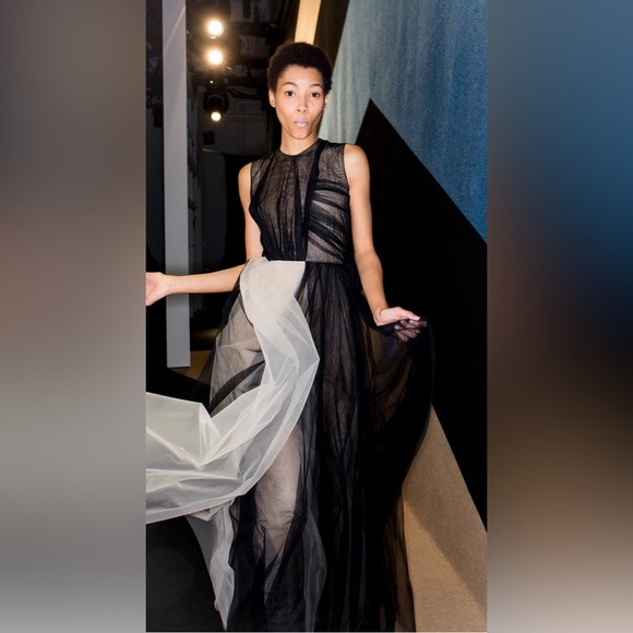 Rare NWOT DEREK LAM Runway Silk and Tulle Maxi Gown - Picture 2 of 8